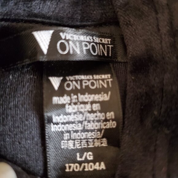 VICTORIA'S SECRET SZ L Black ON POINT VELOUR FULL ZIP Cropped HOODIE Jacket - Picture 7 of 9